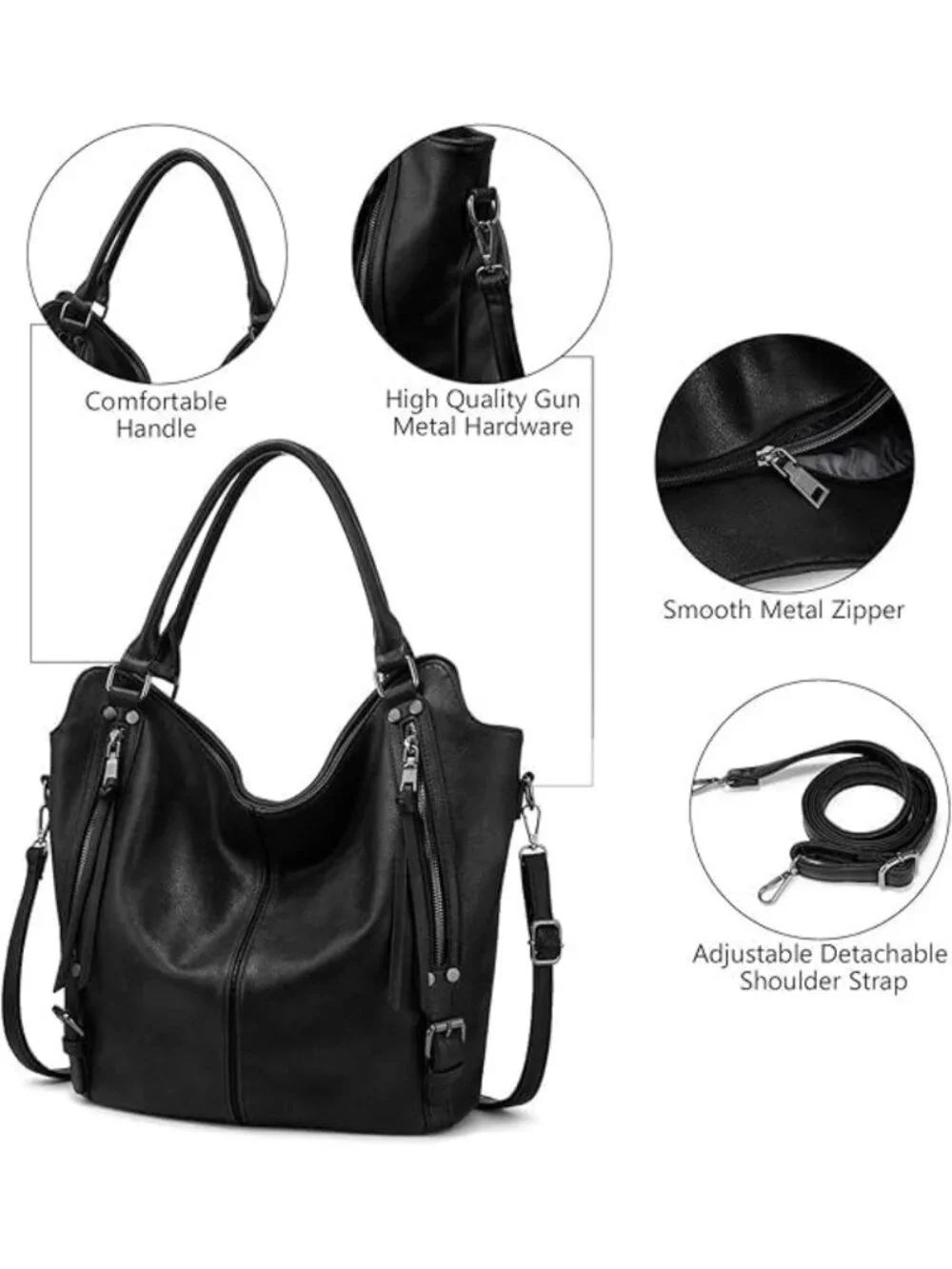 Stylish PU Leather Tote Bag for Women - Large Hobo Shoulder Purse with